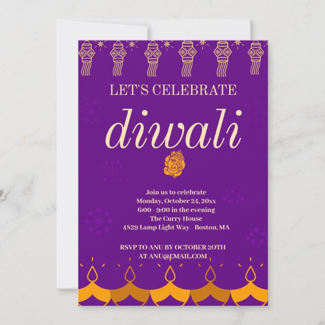 INVITATION HEUREUX PARTI DIWALI (Devant)