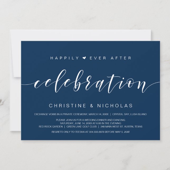 Invitation Heureux pour l'après, Mariage Elopement Diner Invi (Devant)