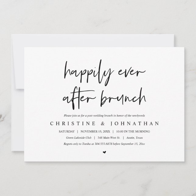 Invitation Heureux pour toujours, brunch, après-mariage (Devant)