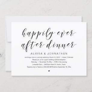 Invitation Heureux pour toujours, dîner Mariage Elopement