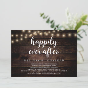 Invitation Heureux Pour Toujours, Éclairage Rustique, Fuite A