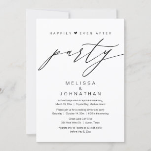 Invitation Heureux Pour Toujours, Fête de Mariage en Intime
