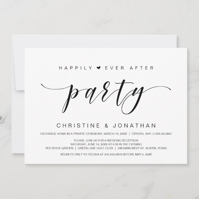 Invitation Heureux pour toujours, Mariage Fête d'élopement (Devant)