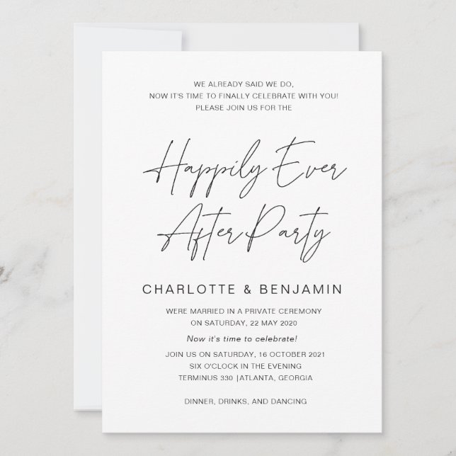 Invitation Heureux pour toujours, Réception de mariage, Fugue (Devant)