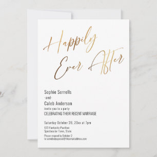 Invitation Heureux pour toujours Typographie dorée élégante m