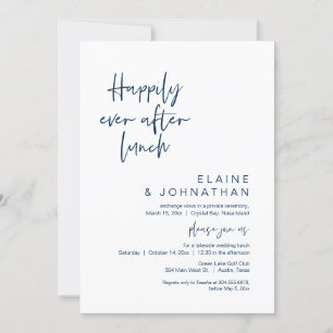 Invitation Heureux toujours après Brunch, Mariage, bleu marin