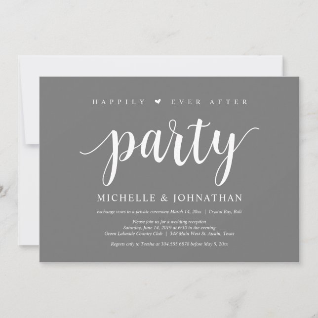 Invitation Heureux toujours après la fête, mariage elopement (Devant)