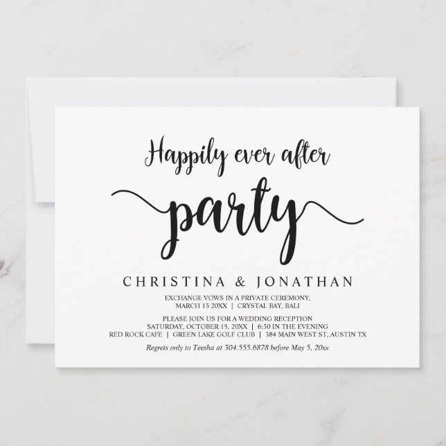 Invitation Heureux toujours après la fête, Moderne Elopement  (Devant)