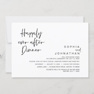 Invitation Heureux toujours après le dîner Mariage, noir et b