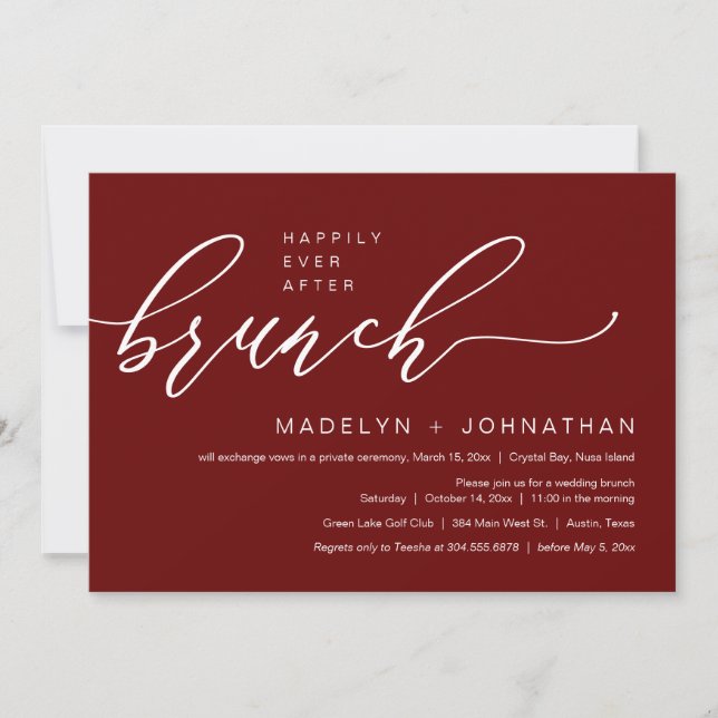 Invitation Heureux toujours après le Mariage Elopement Brunch (Devant)