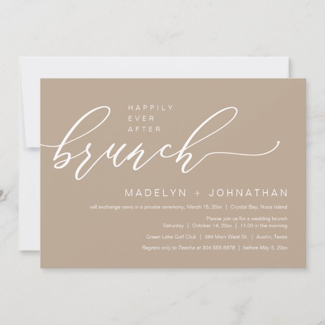 Invitation Heureux toujours après le Mariage Elopement Brunch (Devant)