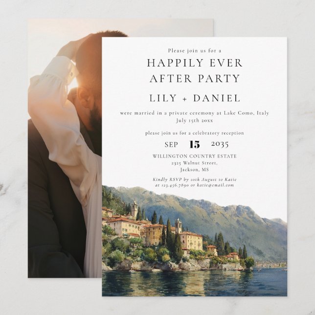 Invitation Heureux toujours après le Mariage photo du lac de  (Devant / Derrière)