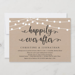 Invitation Heureux toujours après, Mariage Elopement Party In