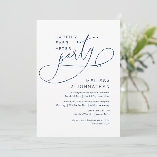 Invitation Heureux toujours après Mariage Elopement Party Nav (Debout devant)