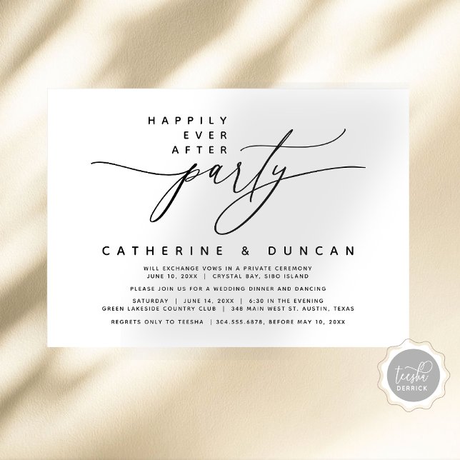 Invitation Heureux toujours après, Parti de l'Elopement Maria (Happily Ever After Party, Modern Romantic Wedding Elopement Dinner, Digital Download Invitation Card)