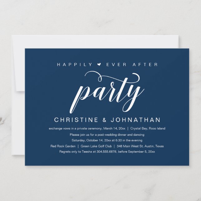 Invitation Heureux toujours après, parti Elopement Mariage (Devant)