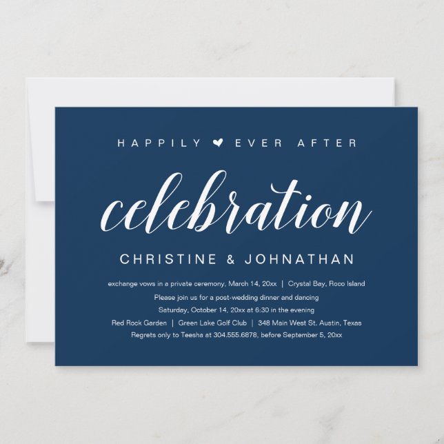 Invitation Heureux toujours après, parti Elopement Mariage (Devant)