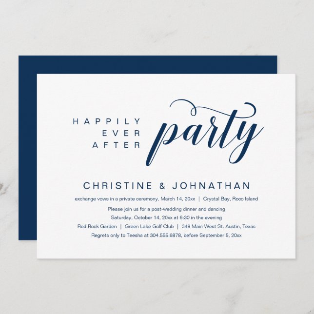 Invitation Heureux toujours après, parti Elopement Mariage (Devant / Derrière)