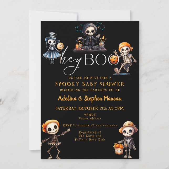 Invitation Hey Boo Chic Halloween Costume Éffrayant Baby show (Devant)