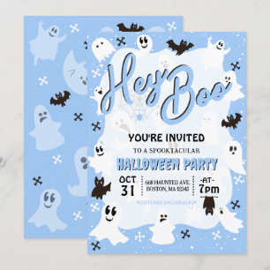 Invitation Hey Boo Cute Éffrayante Fête d'Halloween