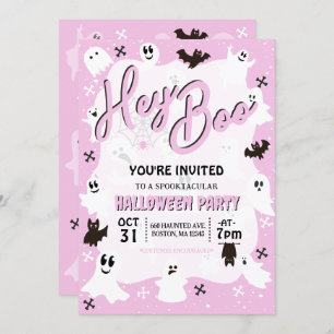 Invitation Hey Boo Cute Éffrayante Fête d'Halloween