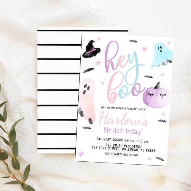 Invitation Hey Boo Ghost Pastel Halloween Anniversaire (Créateur téléchargé)