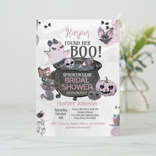 Invitation Hey Boo Halloween Bridal Shower (Debout devant)