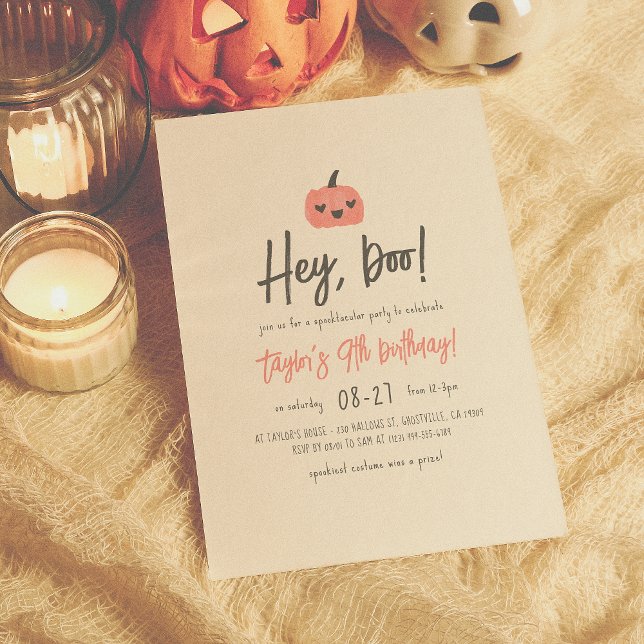 Invitation Hey Boo Moderne Halloween Boho Fille fête d'annive (Créateur téléchargé)