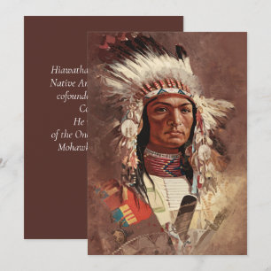 Invitation Hiawatha Portrait en chef des Indiens d'Amérique