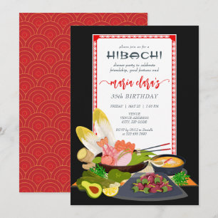 Invitation Hibachi Japonais barbecue grill Chef fête d'annive