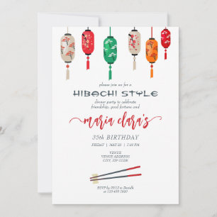 Invitation Hibachi Japonais Lanterns Chef fête d'anniversaire