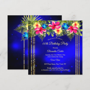 Invitation Hibiscus bleu rose jaune Tropical Floral Party
