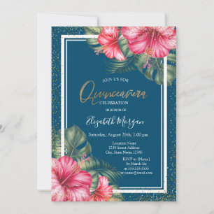 Invitation Hibiscus,Casquette de remise de diplôme Blue Quinc