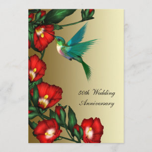 Invitation Hibiscus de colibri 50e anniversaire de Mariage