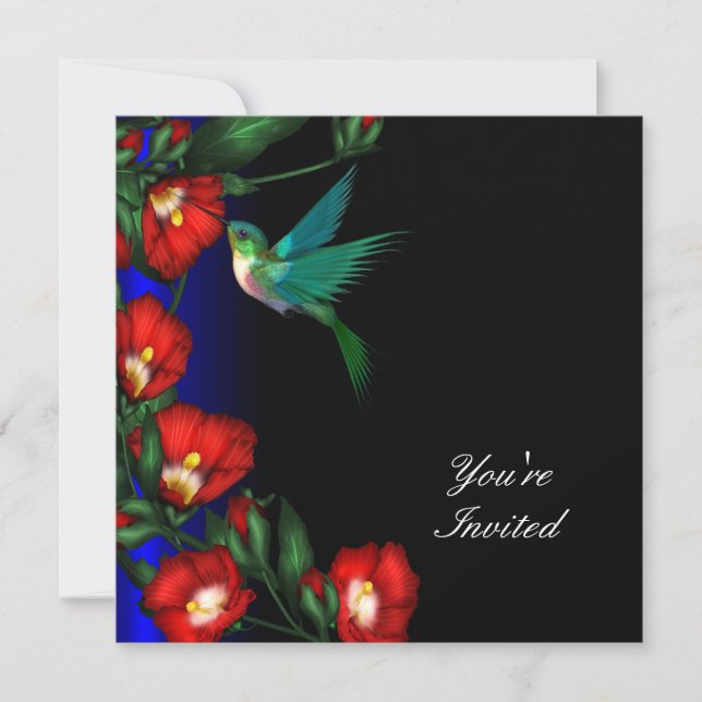 Invitation Hibiscus de colibri Modèle de fête d'anniversaire (Devant)