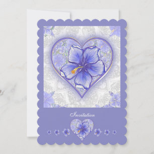 Invitation Hibiscus & dentelle BLEU