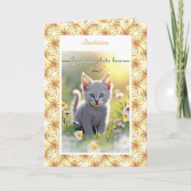 Invitation Hibiscus & dentelle JAUNE (Devant)