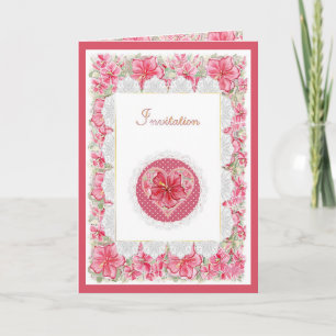 Invitation Hibiscus & dentelle RED