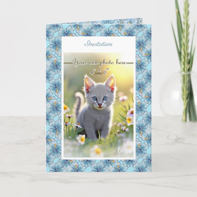 Invitation Hibiscus & dentelle TURQUOISE (Devant)