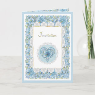 Invitation Hibiscus & dentelle TURQUOISE