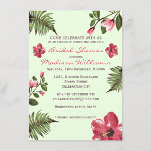 Invitation Hibiscus exotiques et Fête des mariées Feuille tro