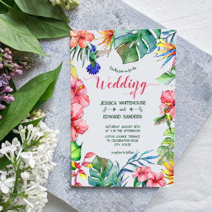 Invitation Hibiscus Feuille tropical Hawaiian Luau Mariage