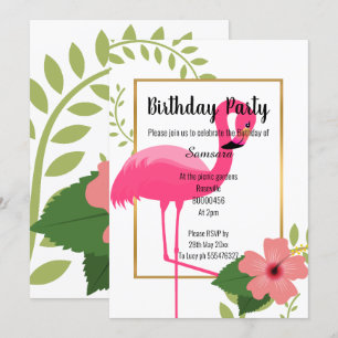 INVITATION HIBISCUS FLAMANT ROSE CLAIR OR ROSE BLANC