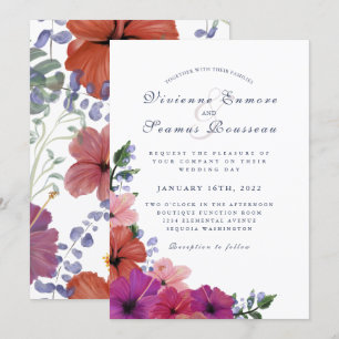 Invitation Hibiscus floral tropical coloré mariage