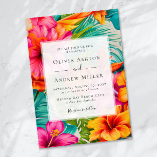 Invitation Hibiscus floral tropical Destination Plage Mariage