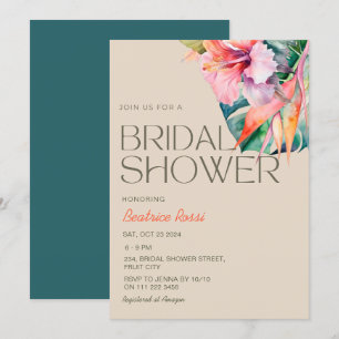 Invitation Hibiscus floral tropical Fête des mariées hawaïenn