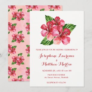 Invitation Hibiscus floral tropical Mariage d'aquarelle