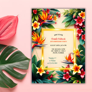 Invitation Hibiscus hawaïen tropical Fleurs d'anniversaire