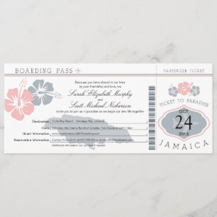 Invitation Hibiscus Jamaica Boarding Pass Mariage