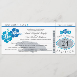 Invitation Hibiscus Jamaica Boarding Pass Mariage
